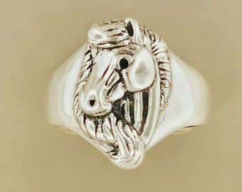 Horse Head Ring Sterling Silver or Antique Bronze, Equine Ring, Horse Lover Ring