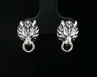 Sterling Silver FF7 Wolf Stud Earrings FFVII Cloud Wolf Earring