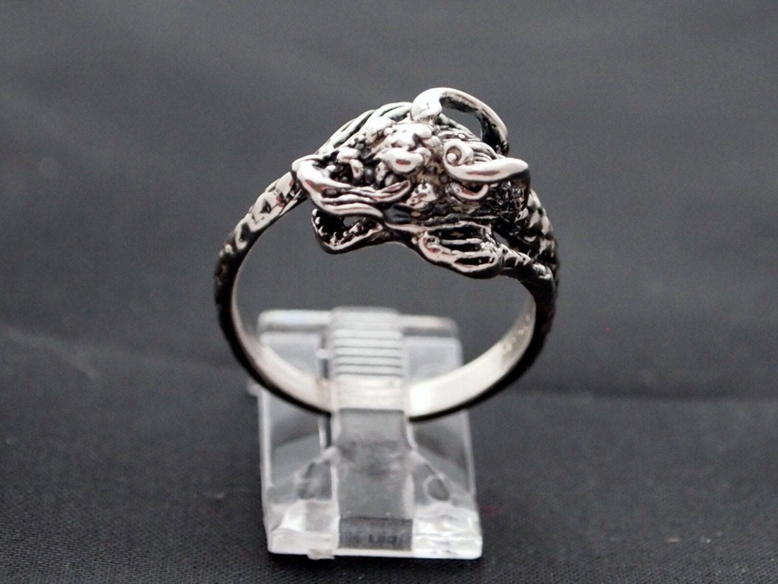 Chinese Dragon Ring in Sterling Silver or Antique Bronze | Etsy