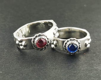 Matching Howl and Sophie Ring Set in Sterling Silver Howls Moving Castle Birthstone Anime Wedding Rings