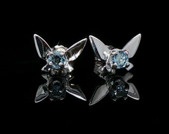 Legend of Zelda Navi Gemstone Earrings in Sterling Silver Navi Earrings Zelda Earrings Zelda Jewelry Video Game Earrings Hey Listen