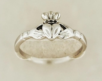 Small Claddagh Ring in Stainless Steel Tiny Celtic Irish Love Ring Delicate Irish Claddagh Ring for Women or Girls Claddagh Jewelry Handmade