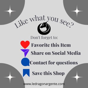 Don’t forget to Favorite This Item, Share on Social Media, Contact For Questions, Save this Shop @LeDragonArgente, Le Dragon Argente, www.ledragonargente.com