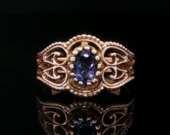 Vintage Style Filigree Ring with Gemstone in Antique Bronze Gothic Style Ring Victorian Style Ring 1950 Style Ring Birthstone Ring