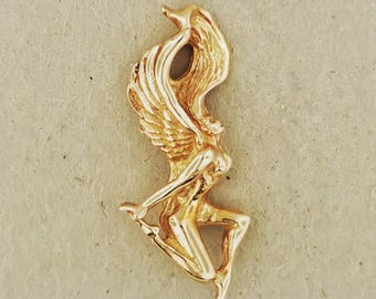 Angel Pendant in Sterling Silver or Antique Bronze Angel Jewelry Art Nouveau Style Necklace Vintage Aesthetic Pendant Gift For Angel Lovers
