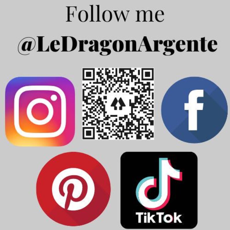 five social media and website logos, including Instagram, Facebook, Twitter, Pinterest, and TikTok, arranged in a grid-like layout.