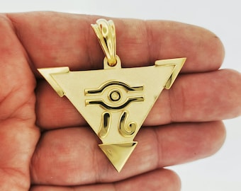 Large Yu-Gi-Oh Millennium Puzzle Pendant in Gold Made to Order / Yugioh Necklace / Yugioh Pendant / Dual Monsters Pendant