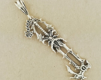KH No Name Keyblade Pendant in Sterling Silver or Antique Bronze / KH Keyblade Pendant / Video Game Pendant / Xehanorts Keyblade