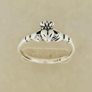 Small Claddagh Ring in 925 Sterling Silver or Antique Bronze Tiny Celtic Irish Love Ring Delicate Irish Claddagh Ring for Women or Girls