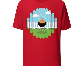 Maglietta unisex super morbida con scritta "Backyard BBQ"
