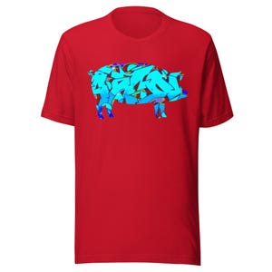 Camiseta unisex supersuave de cerdo grafiti (901 Pig BBQ)