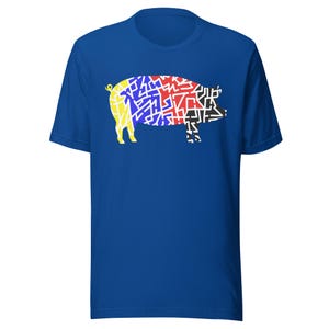 Camiseta unisex súper suave de cerdo colorido (901 Pig BBQ)