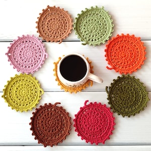 Patrón de crochet para posavasos de hojas: decoración de mesa, tapete para taza fácil, tutorial, patrón PDF