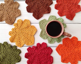Maple Leaf Coaster Crochet Pattern: Beginner-Friendly Table Decor & Garland (Easy PDF Pattern)