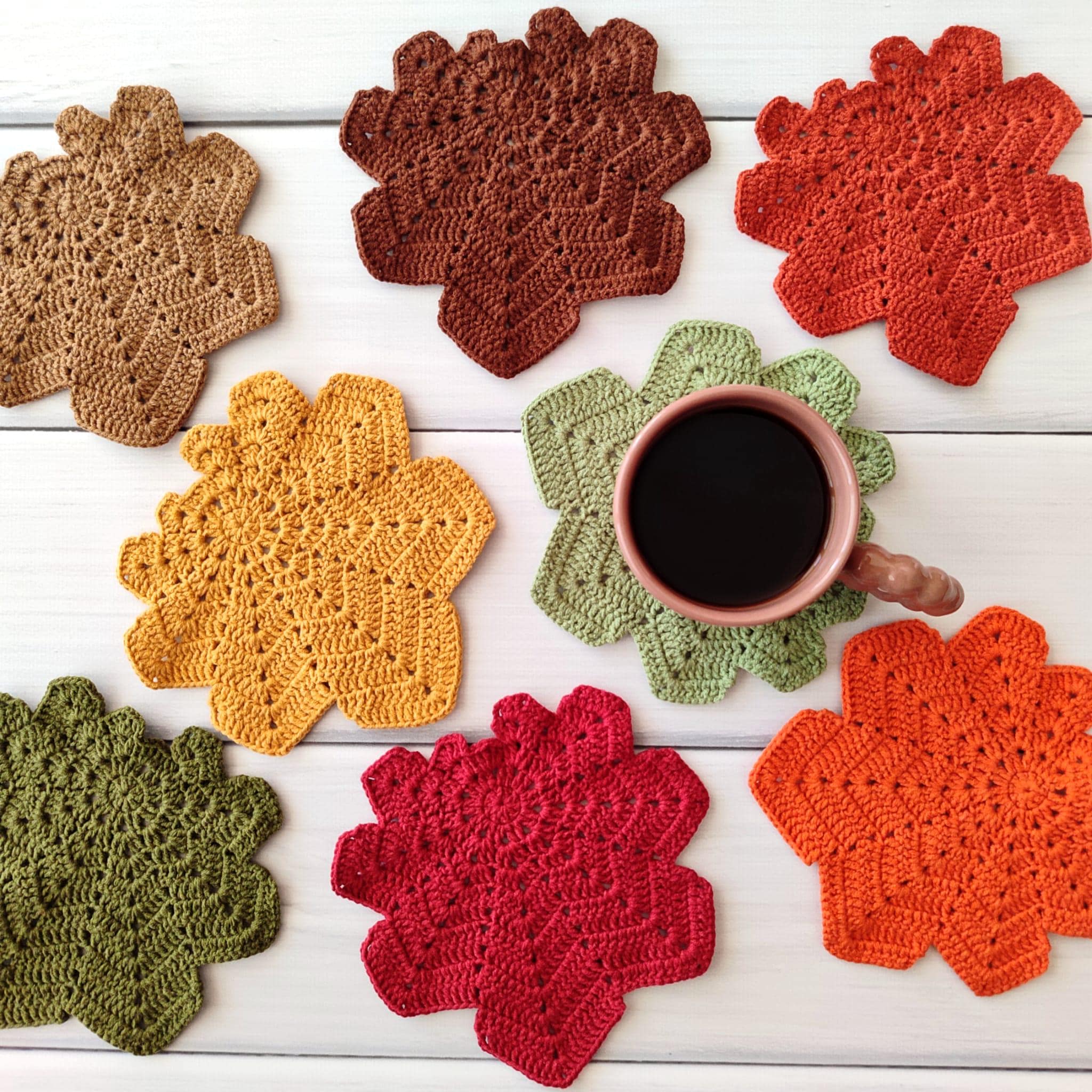 38 Crochet Leaf Patterns To Welcome Fall With Appliqués, Garlands, and Botanical Details 10 Maple Leaf Coaster Crochet Pattern: Beginner-Friendly