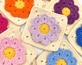 3D Flower Granny Square Crochet Pattern: Floral Blanket, Pillow, Bag Motif (Beginner-Friendly PDF Pattern)