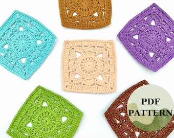 Willow Granny Square Crochet Pattern, Beginner Crochet Pattern, Crochet Flower Square for Blanket, Cardigan, Sweater, Bag - PDF Pattern