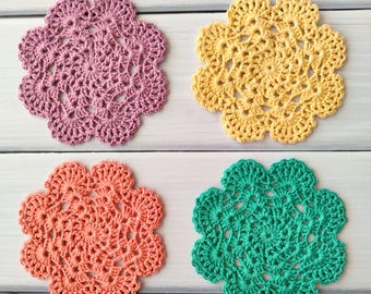 CROCHET PATTERN - Lace Crochet Coaster Pattern, Easy Doily Pattern, Crochet Table Decor, Mug Rug Pattern, Beginner Crochet, Instant Download