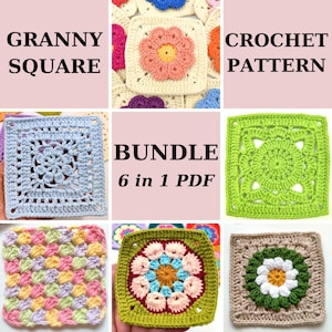Granny Square Crochet Pattern Bundle: 6 Beginner-Friendly Designs (Easy to Follow PDF Tutorial)