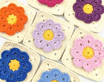 3D Flower Granny Square Crochet Pattern, Beginner Crochet, Easy&Quick Floral Motif, Crochet Flower Square for Blanket, Cardigan, Bag -PDF