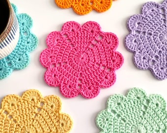 Heart Coaster Crochet Pattern: Easy Beginner PDF Tutorial for Round Mug Rug