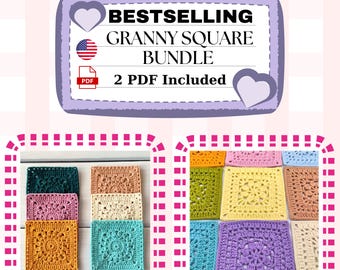 Granny Square Crochet Pattern Bundle: 2 Bestselling Easy Flower Motif (Beginner-Friendly PDF Pattern)