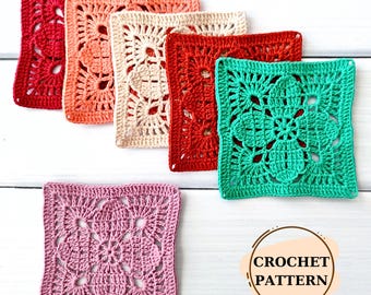 Flower Large Granny Square Crochet Pattern - Floral Square for Blanket, Bag, Home Decor PDF