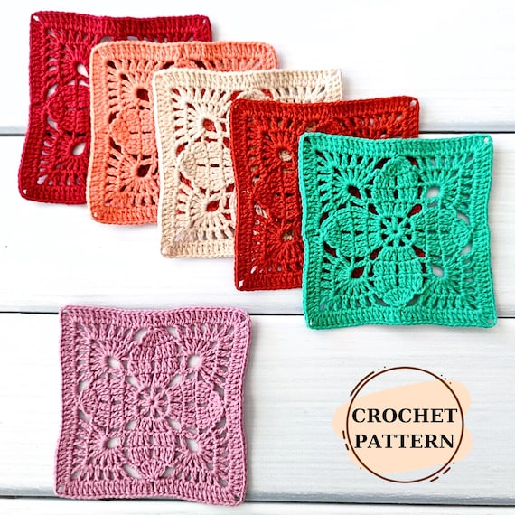 CROCHET PATTERN - Vintage Flower Granny Square Pattern, Crochet Cardigan, Crochet Top Pattern, Easy Floral Crochet Motif, Instant Download