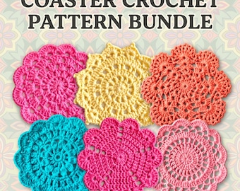 Coaster Crochet Pattern Bundle: 6 Easy Mug Rug, Doily PDF Pattern (Beginner-Friendly & Quick Tutorials)