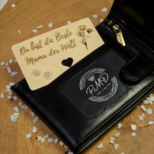 Visitenkarte aus Ahorn | Muttertag | Geschenk für Mama Papa | Brieftaschen Karte | kleines Geschenk für Mutter | Vatertag | Lieblingsmensch