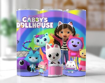 Envoltorio para vaso de la casa de muñecas de Gabby: PNG de dibujos animados para niños (descarga digital, 23,5 x 20,8 cm)