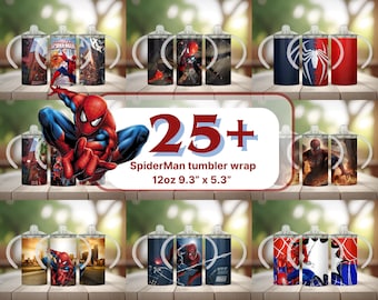 Envoltura de vaso de superhéroe PNG: Diseño de vaso para niños (Descarga digital, 24 x 13,5 cm)