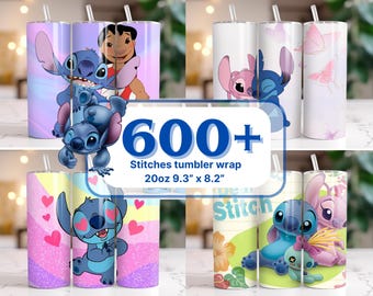 600+ Stitch Tumbler Wrap Designs: 20oz PNG (Digital Download)