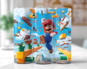Mario Tumbler Wrap Design, Super Mario Bros PNG (Digital Download)