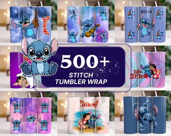 Stitch Tumbler Wrap Bundle: 500+ PNG Sublimation Designs (9.3x8.2 in) Digital Download
