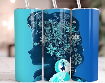 Frozen Princess Tumbler Wrap PNG: 20oz Skinny Tumbler Sublimation (Digital Download)