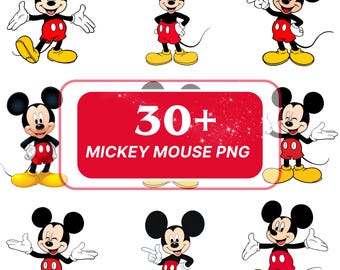 Mickey Mouse Clipart Bundle: 30+ Cartoon PNG Images (Digital Download)