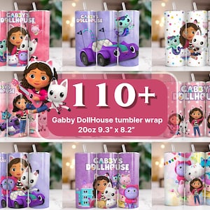 Gabby&#39;s Dollhouse Tumbler Wrap Bundle: Kids Cartoon PNG (Digital Download, 9.3&quot; x 8.2&quot;)