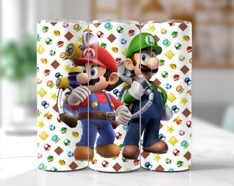 Mario Tumbler Wrap Design, Super Mario Bros PNG (Digital Download)
