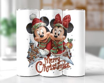 Mickey & Minnie Mouse Christmas Tumbler Wrap : 20oz Sublimation Designs (PNG Digital Download)