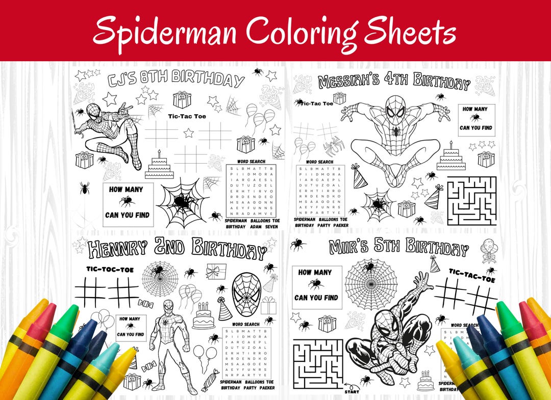 Spiderman Coloring Pages: Editable 4 Pages Superhero Activity ...