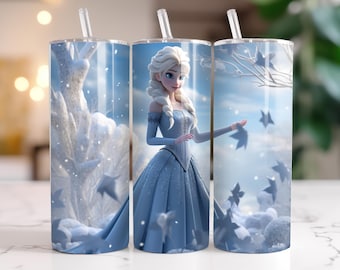 Frozen Princess Tumbler Wrap PNG: 20oz Skinny Tumbler Sublimation (Digital Download)