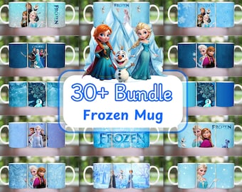 30+ Frozen Mug Wrap Bundle: Elsa Princess Design, Skinny Mug PNG (Digital Download)