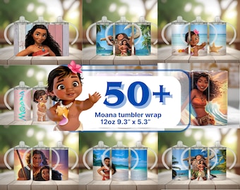Envoltorio para vaso de la Princesa Moana: Diseño de burbujas de agua en 3D (descarga digital PNG)