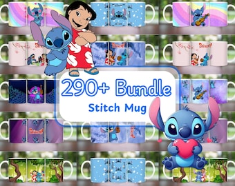Stitch Mug Wrap Designs Bundle: Cartoon PNG (Digital Download)