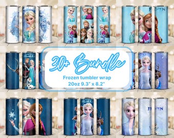 Frozen Tumbler Wrap Bundle: Elsa Princess Design, 20oz Skinny Tumbler PNG (Digital Download)