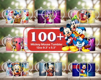 Vaso con tapa de dibujos animados de ratón PNG (Descarga digital 9.3x5.3 pulgadas)