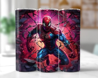 Opakowanie na kubek Spiderman PNG: 20oz, wzór sublimacji (pobranie cyfrowe)
