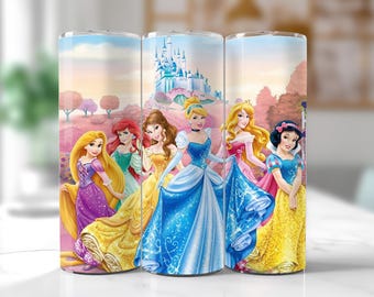 Envoltura para vaso Princesa: Diseño PNG para vaso delgado de 20 oz (descarga digital)