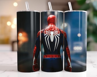 3D Spiderman Tumbler Wrap: Cartoon Sublimation Design (Digital Download)